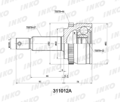 ШРУС "INKO" внешний + ABS HYUNDAI I30/KIA CEED 311012A